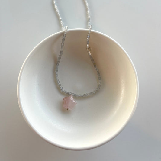 Moonstone & Pink Quartz Star Necklace