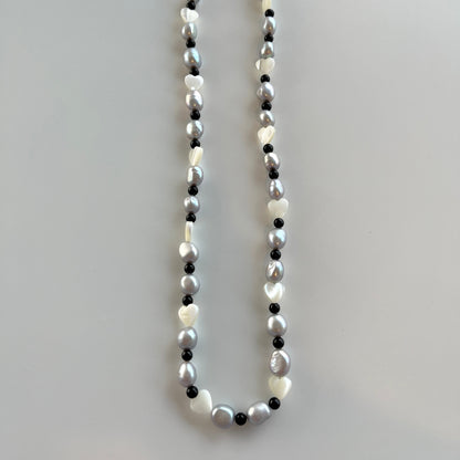 Baroque pearl & Sea Shell Heart Necklace