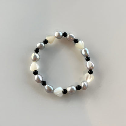 Baroque pearl & Sea Shell Heart Bracelet