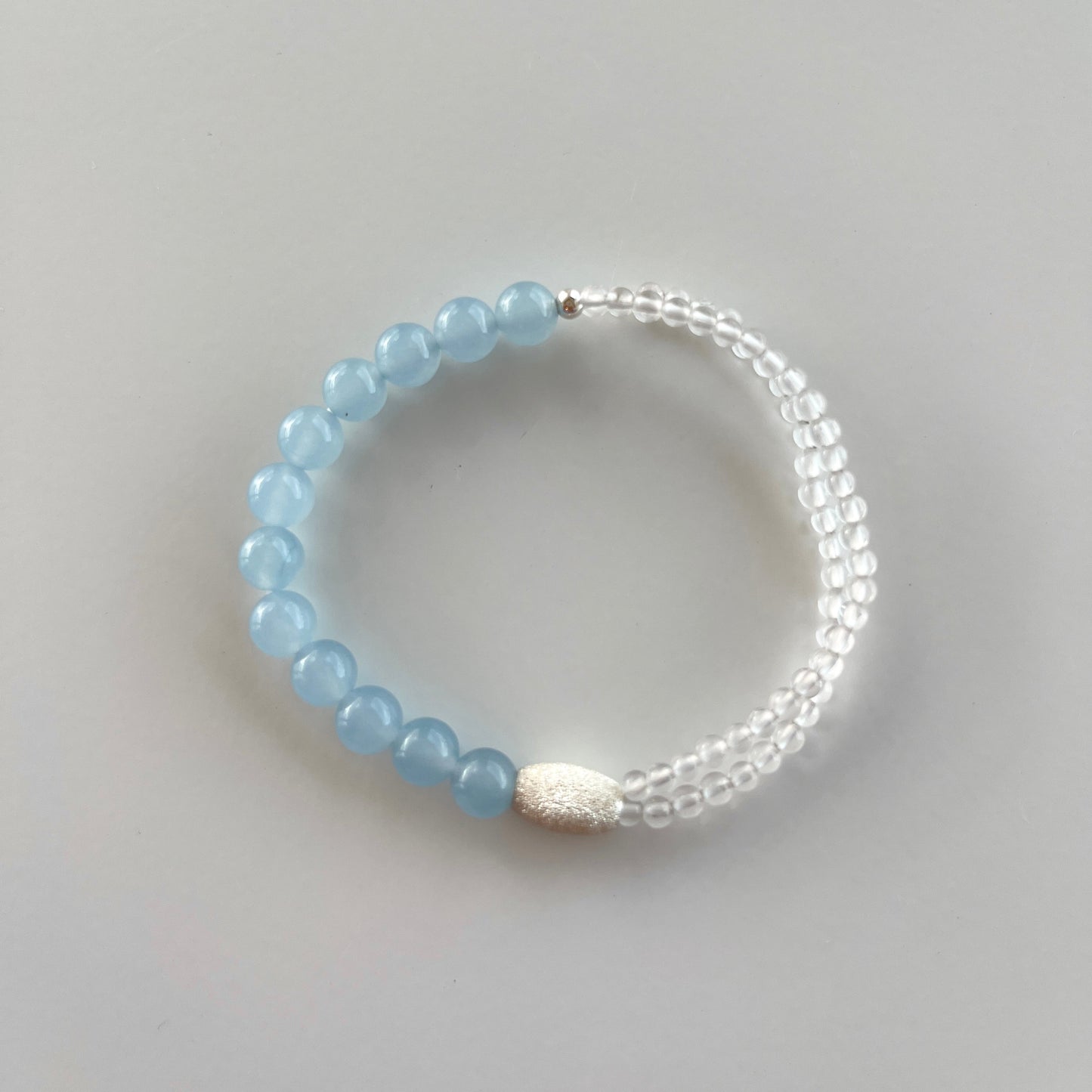 Blue Chalcedony & Crystal Shiny Bracelet