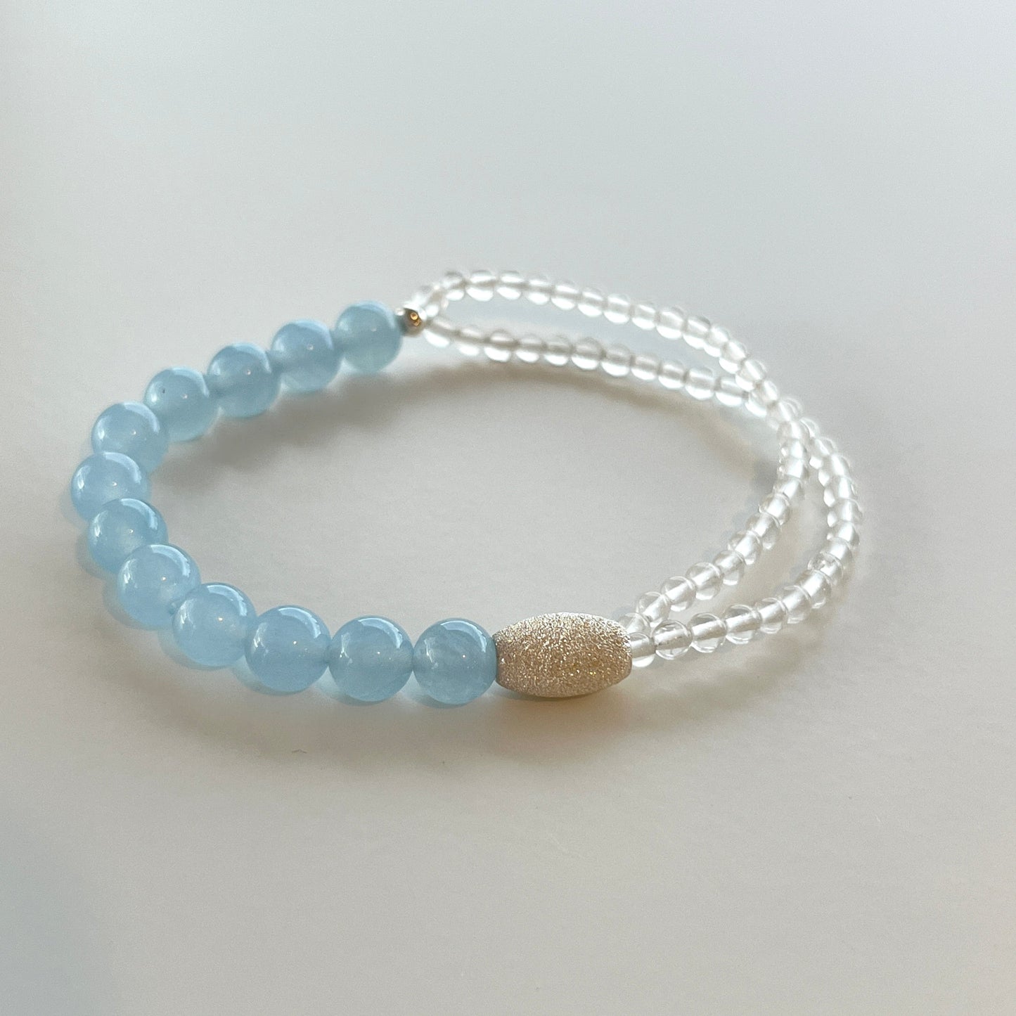 Blue Chalcedony & Crystal Shiny Bracelet