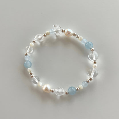 Pearl & Crystal Blue Ice Crystals Bracelet