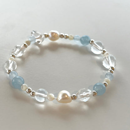 Pearl & Crystal Blue Ice Crystals Bracelet