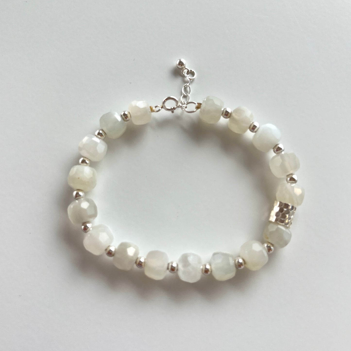 White Moonstone Ribbon Bracelet