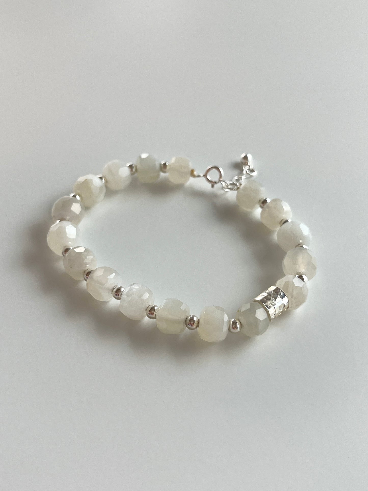 White Moonstone Ribbon Bracelet