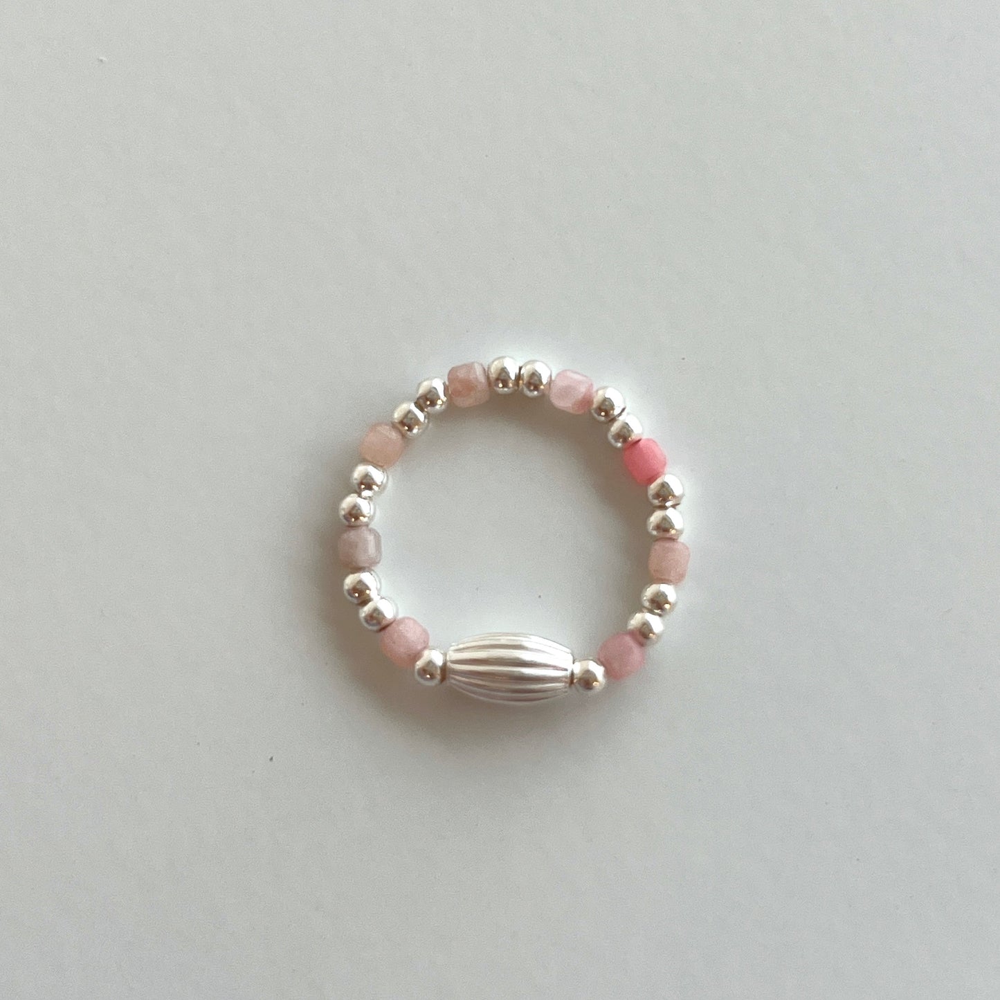 Pink Opal With Silver Olive