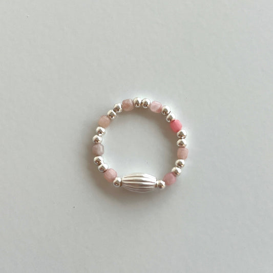 Pink Opal With Silver Olive