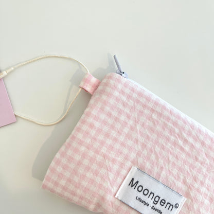 Flat Pouch Pink Check