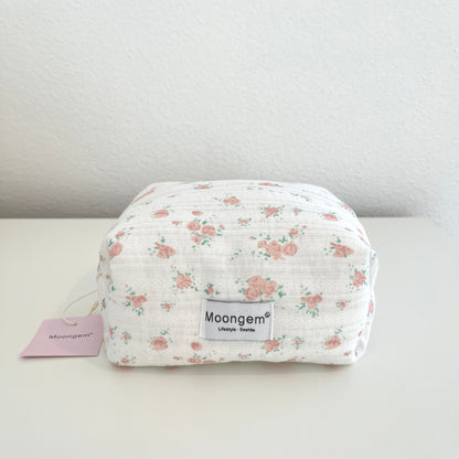 Makeup Pouch - Orange Pink Floral