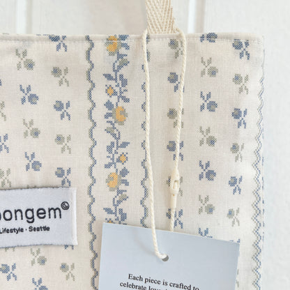 Tote Bag Light Blue Floral Stripe