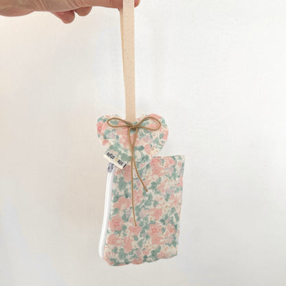 Flat Pouch Pastel Pink Green Floral