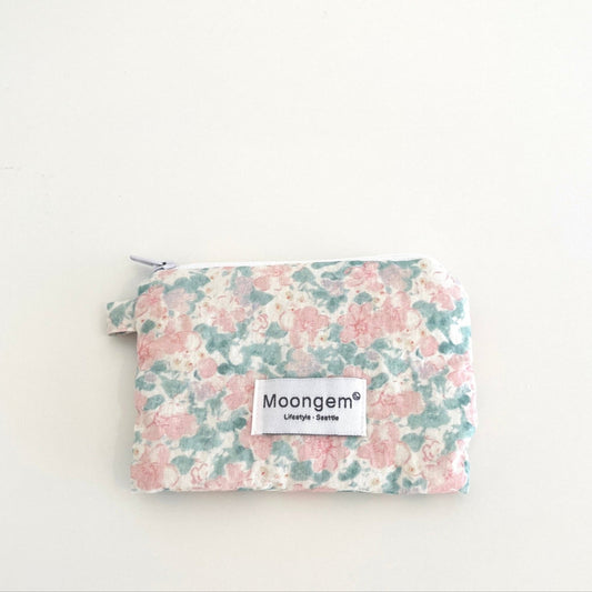 Flat Pouch Pastel Pink Green Floral