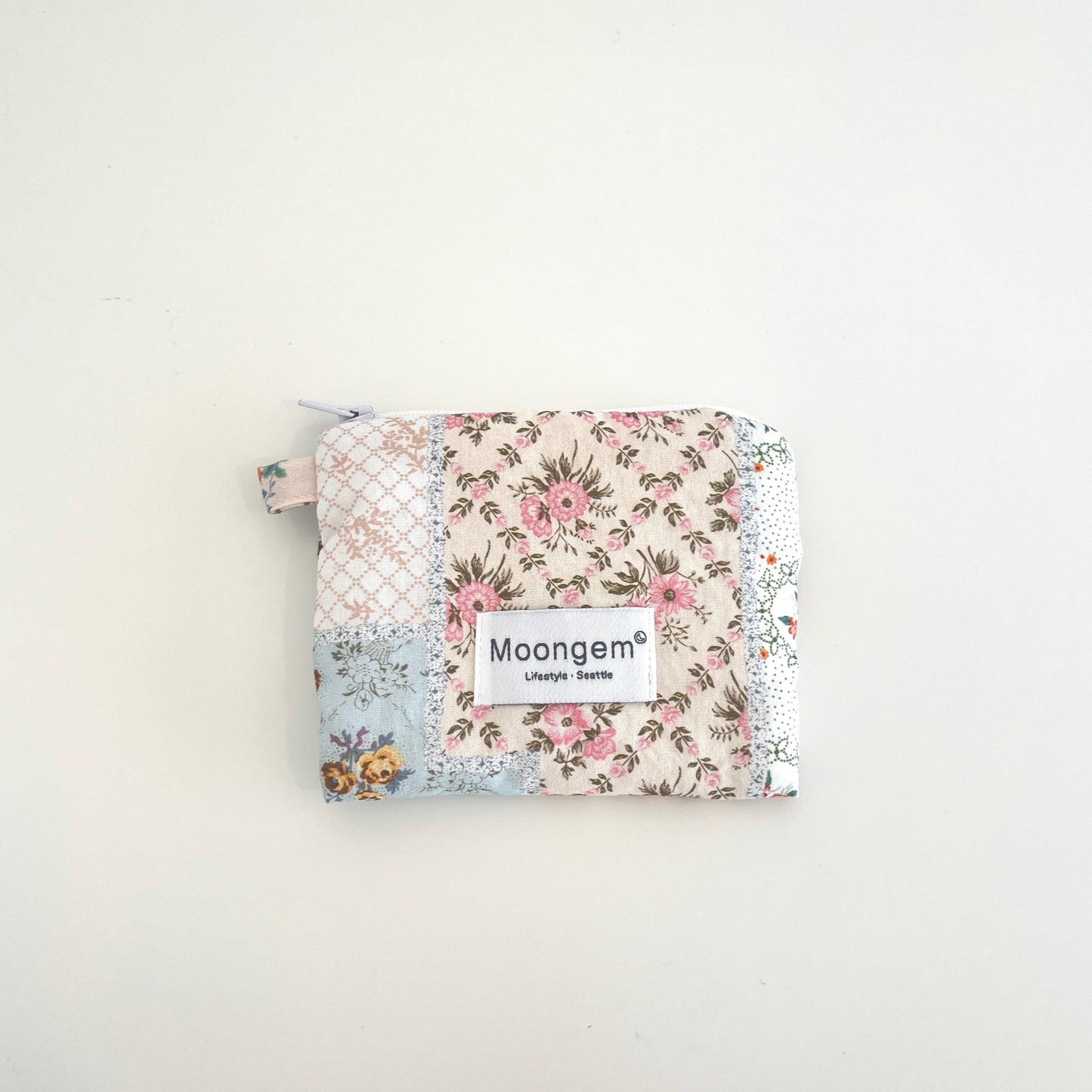 Flat Pouch Splicing Pastel Floral Grid