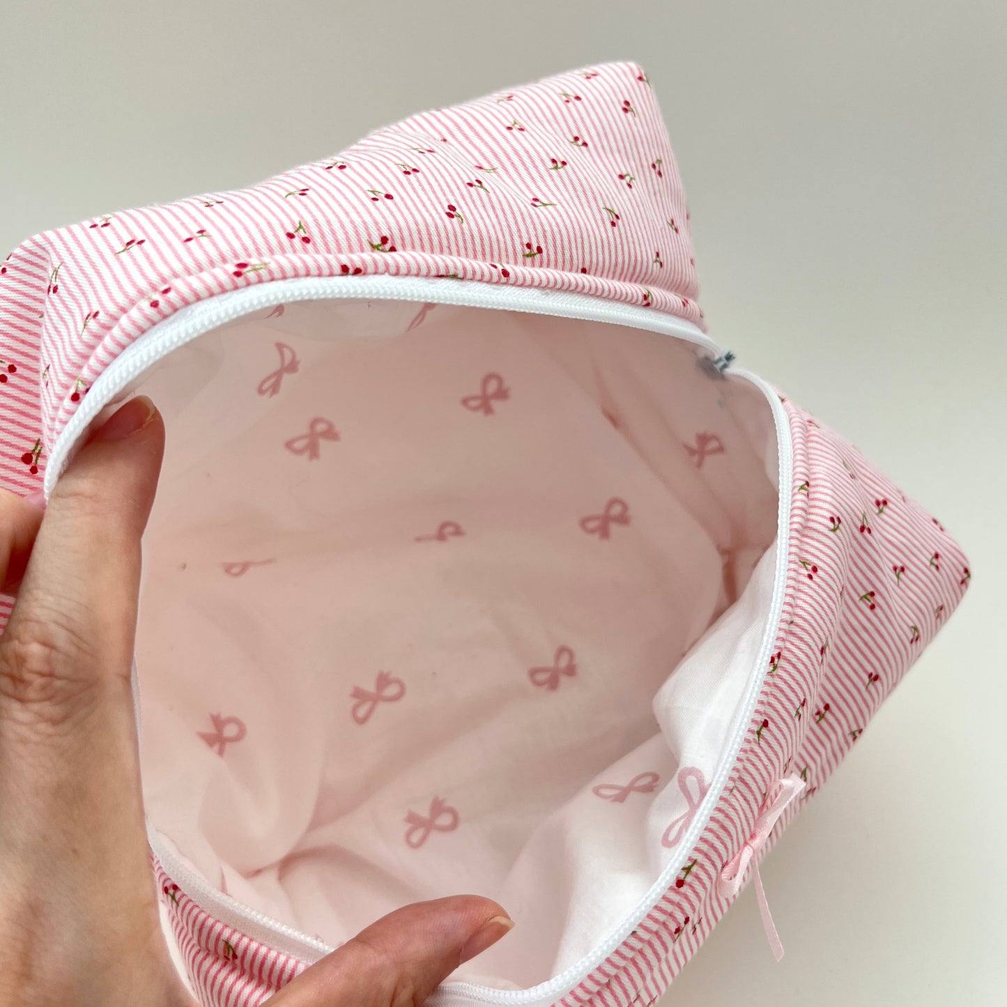 Makeup Pouch - Cherry Stripe