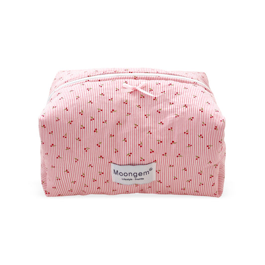 Makeup Pouch - Cherry Stripe