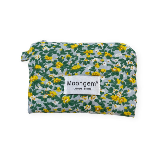 Flat Pouch Bright Green Print