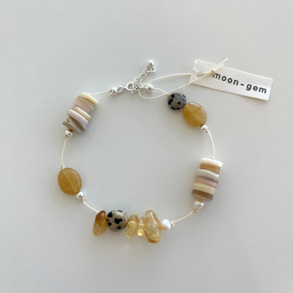 Citrine & Topaz & Shellfish String Bracelet