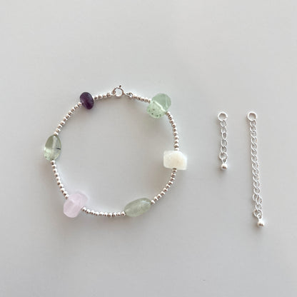 Prehnite & Fluorite & Rose Quartz Bracelet