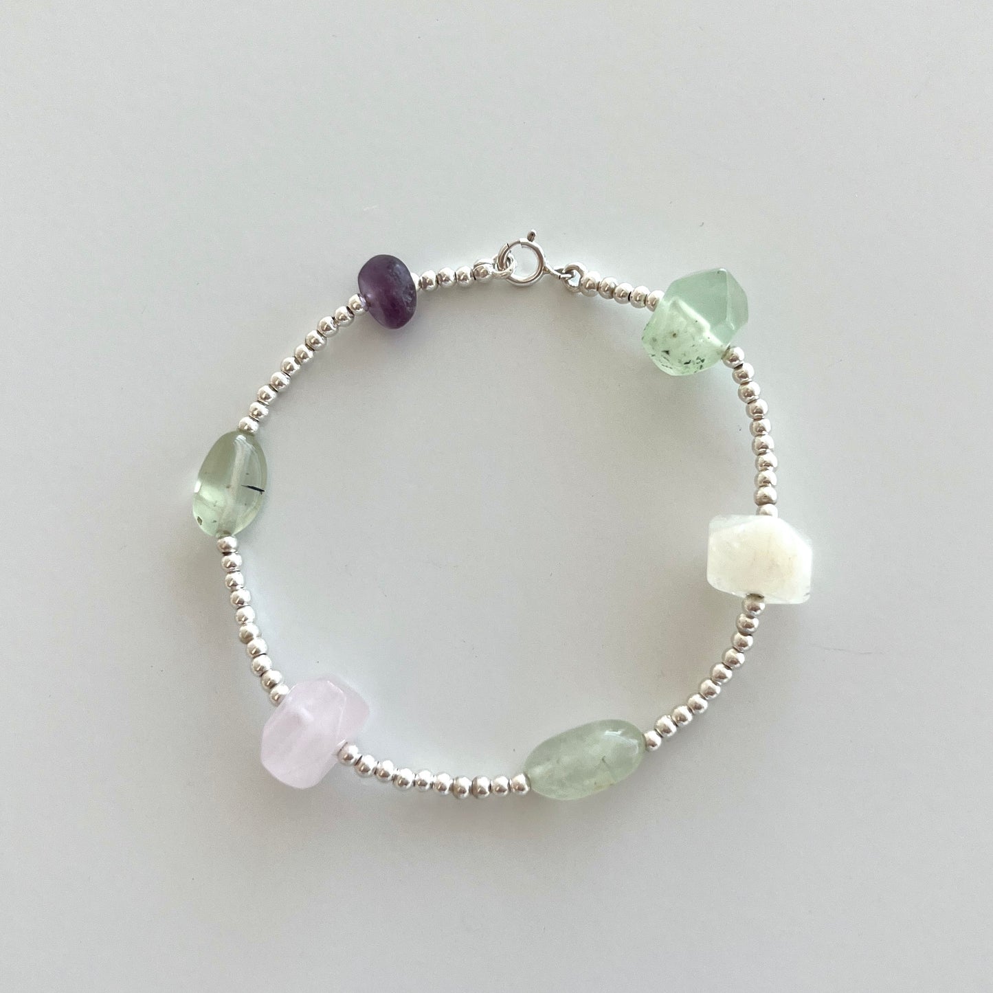 Prehnite & Fluorite & Rose Quartz Bracelet