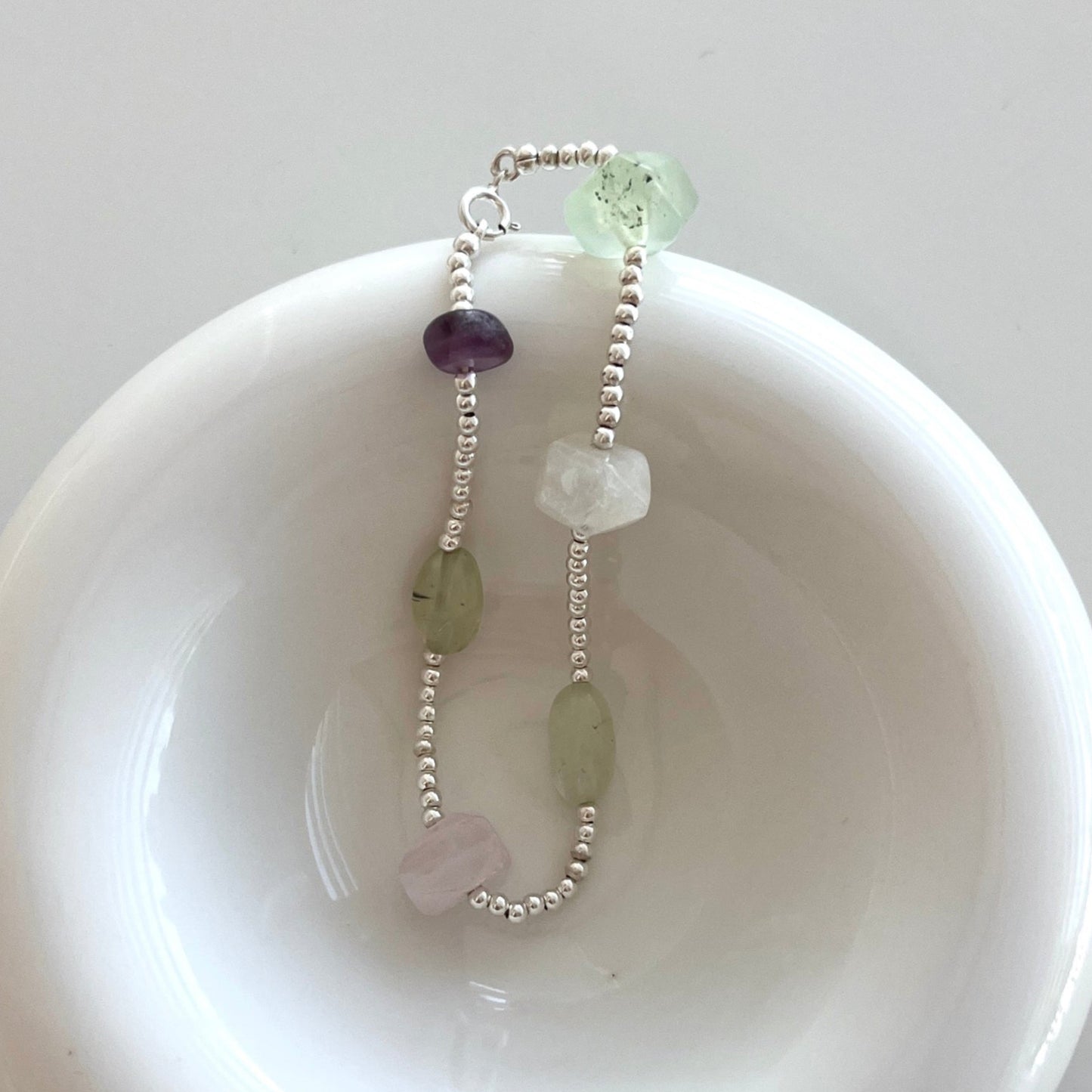 Prehnite & Fluorite & Rose Quartz Bracelet