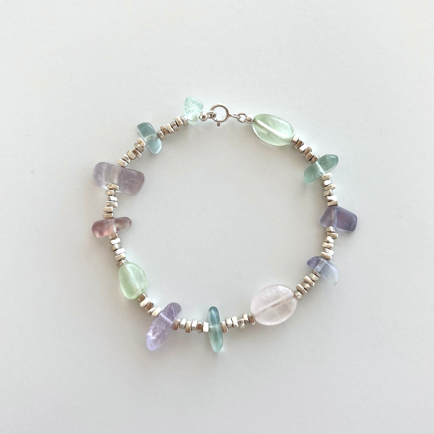 Prehnite & Rose Quartz & Fluorite Random Pastel Bracelet