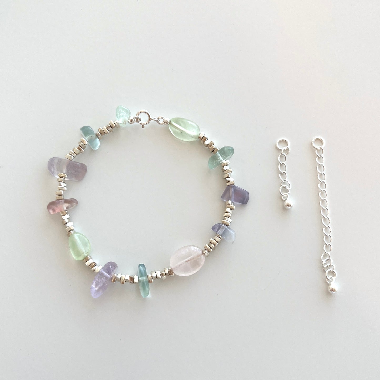 Prehnite & Rose Quartz & Fluorite Random Pastel Bracelet