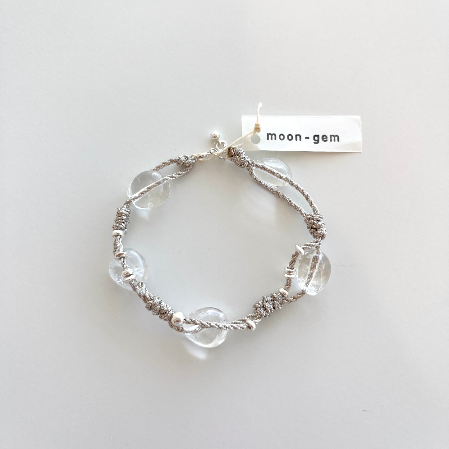 White Crystal Glitter Silver Rope Bracelet