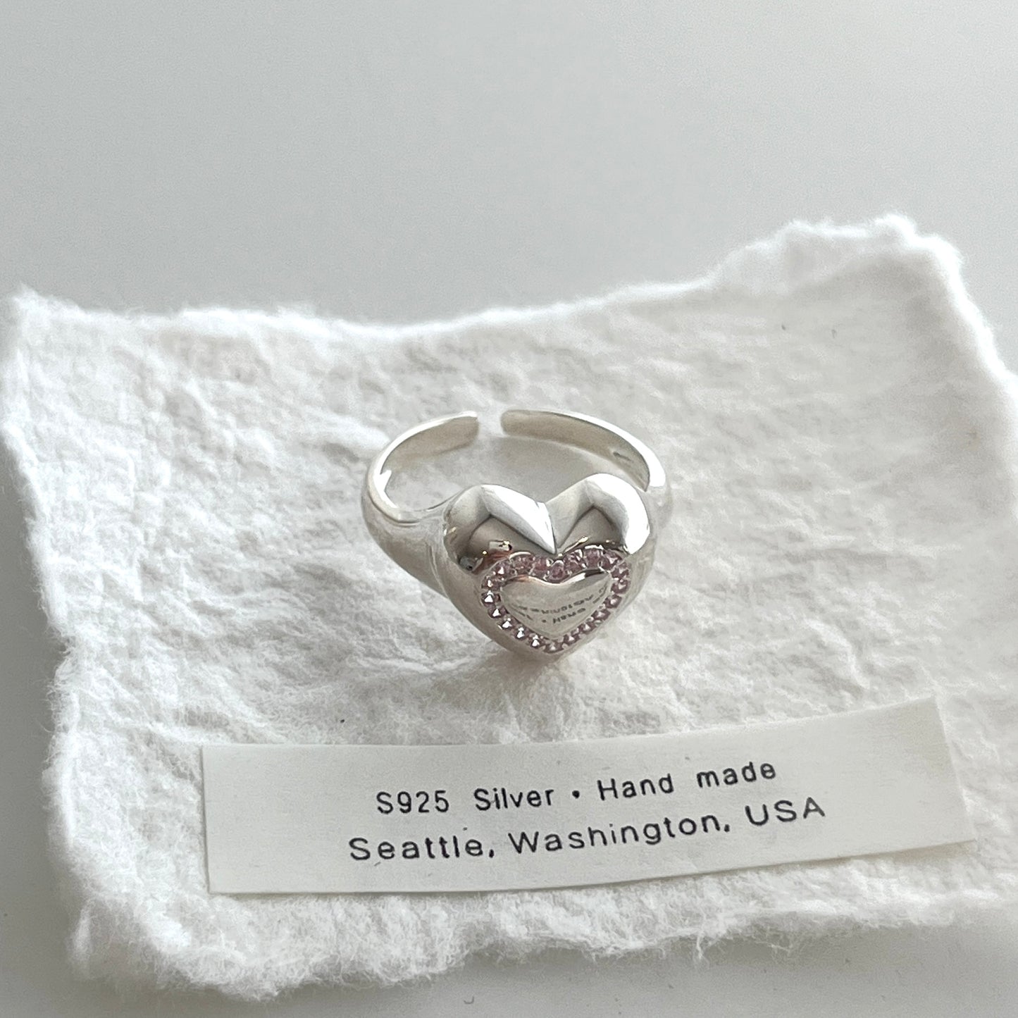 Mellow Sterling Silver Pink Heart Ring