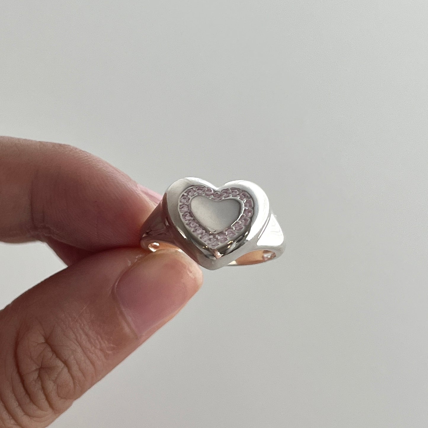 Mellow Sterling Silver Pink Heart Ring